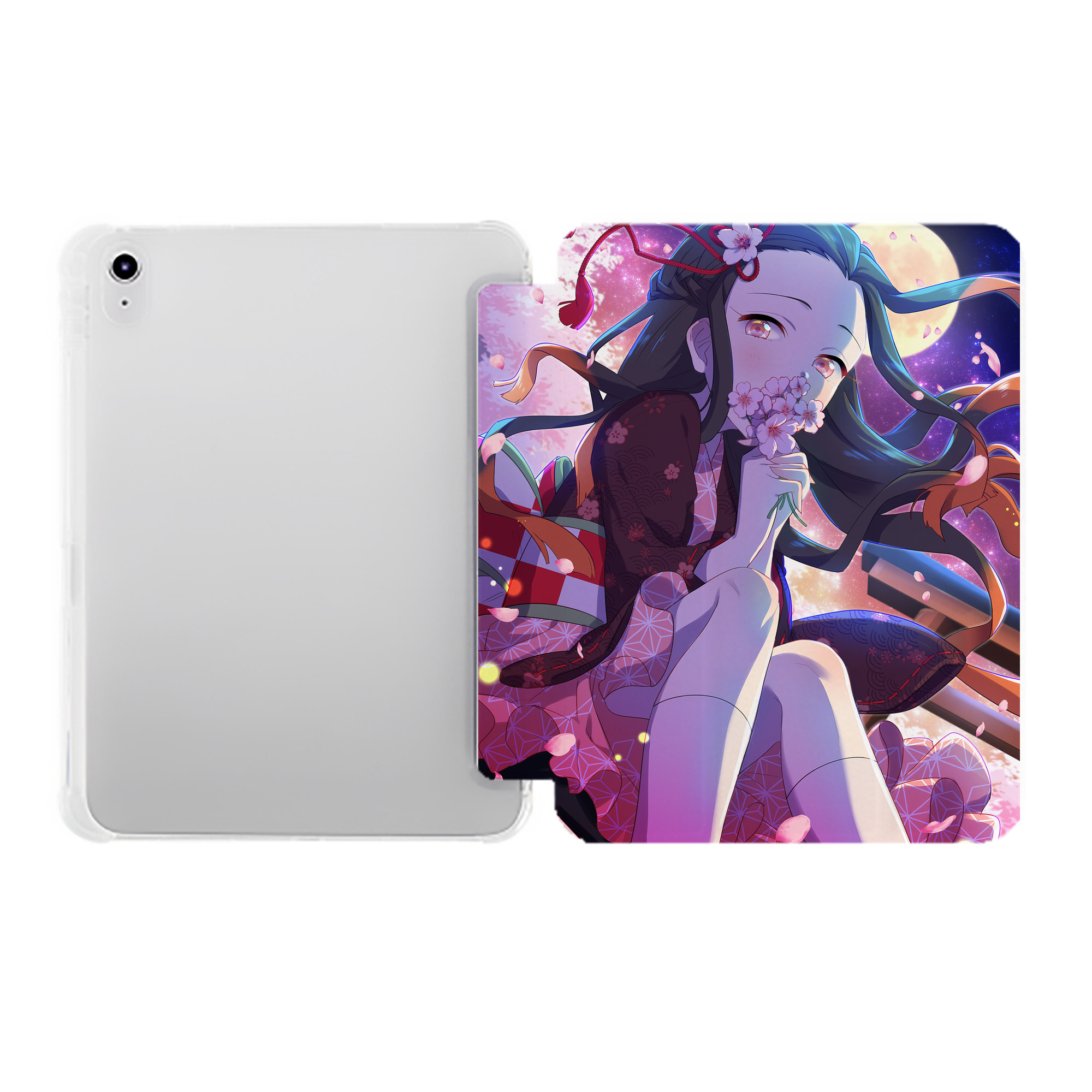 （画像用） 鬼滅の刃（きめつのやいば）竈門 禰󠄀豆子／かまど ねずこ Kamado Nezuko IPad ケース ペン収納付き 三つ折りスタンド PUレザー×シリコン 対応機種9.5/10.5/10.9インチ